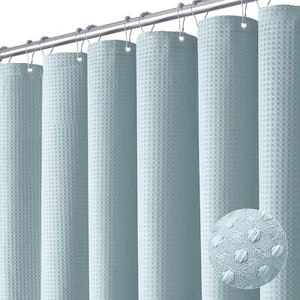 Fog Blue Heavy Duty 256GSM Fabric Shower Curtain 72x72 Luxury Hotel Weighted - Picture 1 of 6
