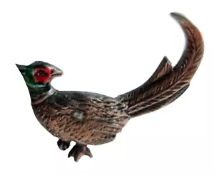 More details for pheasant coloured &amp; lacquered pewter pin badge - exclusive to 1000 flags 