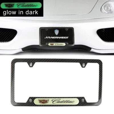 Nuevo marco de matrícula de metal con aspecto de carbono CADILLAC verde oscuro x1 Foto 1 de 4
