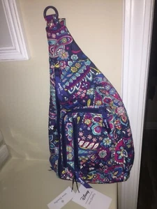 NWT VERA BRADLEY Fabric Sling Backpack Bag 19” Sensational Six Paisley DISNEY - Picture 1 of 3