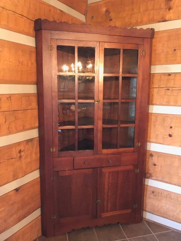 antique colonial country style corner hutch with glass fronts Cover
