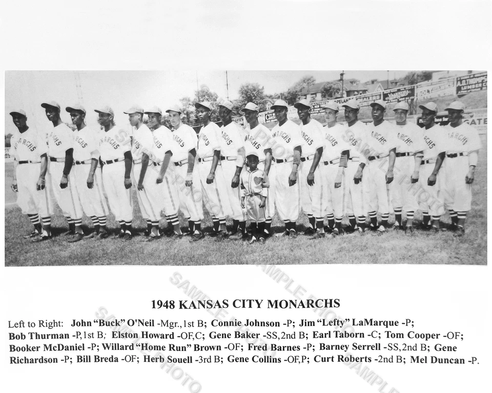 Foto del equipo de béisbol de la liga negra de Kansas City Monarchs 1948 8x10 Foto 1 de 1