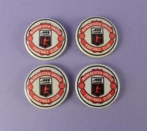 Lot of 4 Manchester United F.C. Pin Badges - c1970s Vintage Unused Stock - Picture 1 of 1