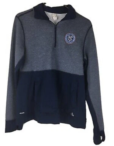 Adidas NYCFC Women's Sweater L Pullover Fleece Quarter Zip New York City Soccer Cover