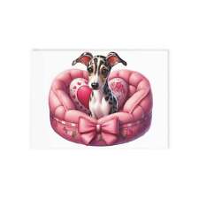 Greyhound, Valentine Snuggles Dog - One-Sided Greeting Card/Art Print with En...