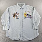 Disney Winnie The Pooh Shirt Womens Large Vintage Embroidered Chambray Winter