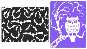 Sizzix Bats & Owl Emboss 2pk set #656776 Retail $10.99 by Rachel Bright - Picture 1 of 2