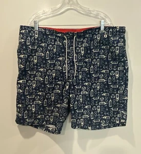 Lands’ End Men’s L 36-38 Swim Trunks Key Pocket Nautical Navy Blue (1561) - Picture 1 of 5
