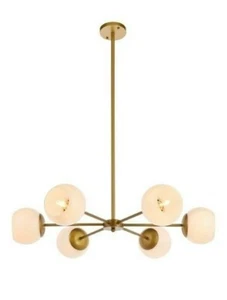 Chandelier Light Fixture White Glass Shades for Living Room or Dining Room Table - Picture 1 of 8