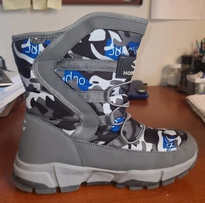 Hobibear Snow Boots 9.5 Winter Warm Black Gray Blue Camo Unisex - Picture 1 of 11