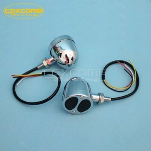 LED Brake Bullet Running Turn Signal Tail Light Amber Red for Bobber Cafe Racer - Picture 1 of 8