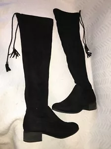 Ladies 8 Madden Girl PRISSY Black Faux Suede Zip Over Knee Riding Tassel Boot - Picture 1 of 19