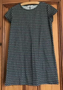 PULL & BEAR. BLACK PRINT WARM TEXTURED JERSEY TUNIC TOP/DRESS. SIZE MEDIUM - Picture 1 of 3