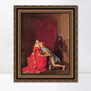 Framed Canvas Giclee Print Paolo and Francesca by Jean Auguste Dominique Ingres - Picture 1 of 16