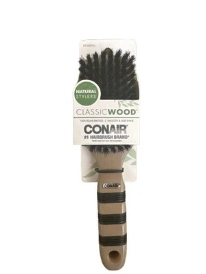 Conair Classic Wood Hairbrush – 100% Boar Bristles for Smooth, Shiny Hair - Image 1 of 2