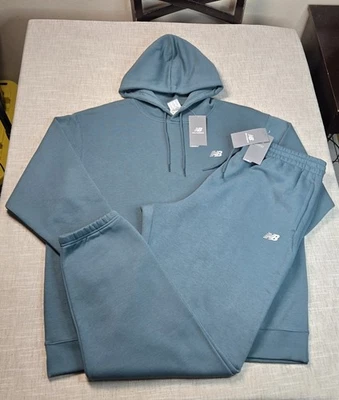 New Balance Hoodie & Jogger Pants Set XL Mens Green White Fleece Relaxed Fit - Image 1 of 4
