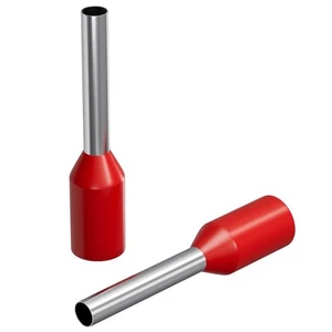 100x Wire end ferrule isolated 1mm² Red Copper tinned 1,4x8mm Sleeve - Picture 1 of 4