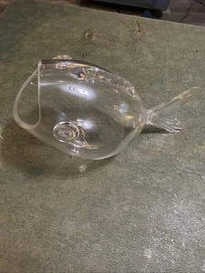 Glass Blenko Style Clear Glass Fish Figure Art Glass Centerpiece 15” L 9" T - Picture 1 of 10