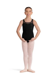 Bloch Girls Lulu Floral Tank Leotard Embroidered Mesh Back Black CL50005 - Picture 1 of 2