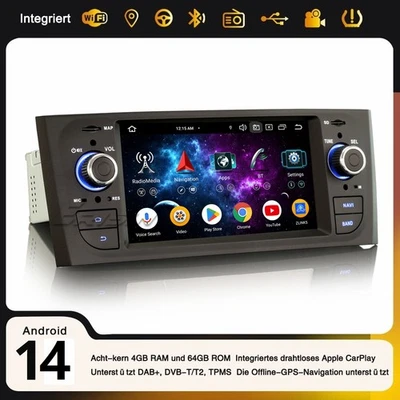 64GB Android 14 Fiat Grande Punto Linea DAB+ Autoradio GPS CarPlay 8-Kern 4G DSP - Bild 1 von 4