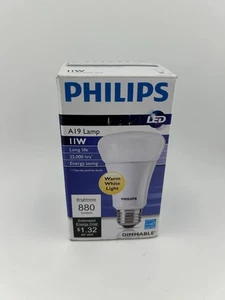 Philips A19 Lamp 11W LED Bulb - 880 Lumens - Dimmable - NIB - Picture 1 of 6