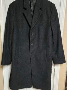 MICHAEL KORS Charcoal Grey Wool Blend Men's Car Coat Size 40R Single Breasted - Picture 1 of 11