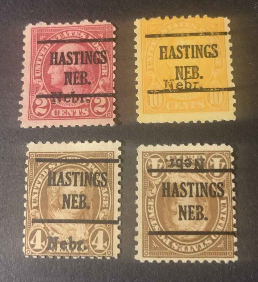 Kans./Nebr. Precancels 1929 2c,4c,10c Hastings #225 used,MH - Image 1 of 2