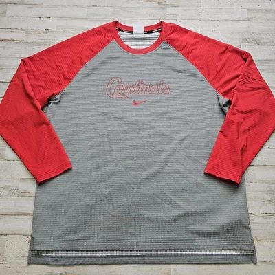 Nike St. Louis Cardinals Team Issued Long Sleeve Shirt Men's 2XL Gray/Red #75 - Image 1 of 4
