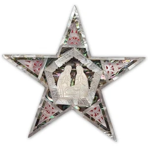 Vintage Mother Of Pearl And Abalone Star Of Bethlehem Nativity Scene Carved - Picture 1 of 13