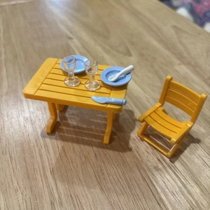 Playmobil Yellow Table with Folding Chair Furniture Outdoor - Picture 1 of 1