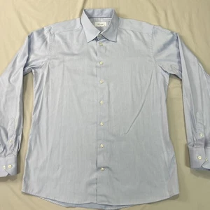 Eton Dress Shirt Mens 17.5 44 Blue Slim Fit French Cuff Barrel Cuff Long Sleeve - Picture 1 of 15