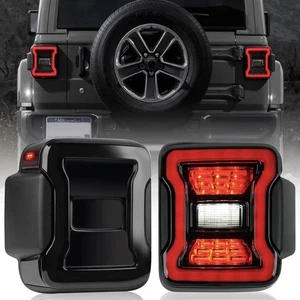 2018-2023 Jeep Wrangler JL Smoke Lens LED Tail Lights Assembly Pair Compatible - Picture 1 of 9