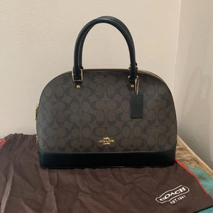 NWT Coach Brown Sierra Satchel In Signature Canvas - Picture 1 of 14