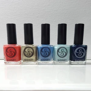 Set of 5! SIGNET Nails Indie Polish. Blue, Gold, Orange. Glitter, Holo, Creme. - Picture 1 of 3