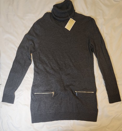 Abito Michael Kors donna taglia large grigio girocollo maglione vestito nuovo con etichetta