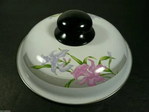 VINTAGE IRIS PATTERN ENAMELWARE 7" LID - Picture 1 of 3