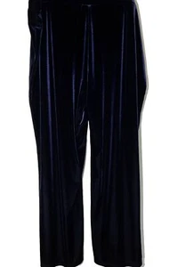 SUSAN GRAVER XL COBALT BLUE VELVET WIDE LEG PARTY LOUNGE PANTS ELEGANT SHEEN  - Picture 1 of 4