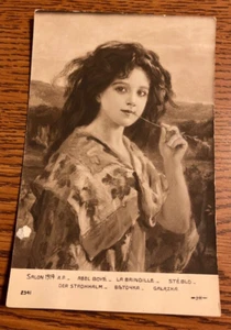 Stunning Seductive Woman Model 1914 France Postcard Salon Paris Abel Bove Artist - Picture 1 of 4