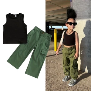 Infant Toddler Baby Girl Sleeveless Vest Tops + Pants Toddler Summer Outfits Set - Picture 1 of 11