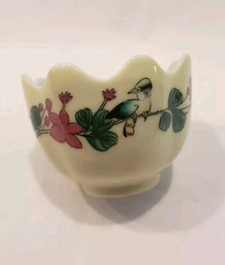 Vintage Chinese Colorful Floral Painted Finger Bowl Stamped China - Picture 1 of 5