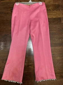 Vintage Trina Turk Pink Pants with Rhinestones Size 2 - Picture 1 of 10