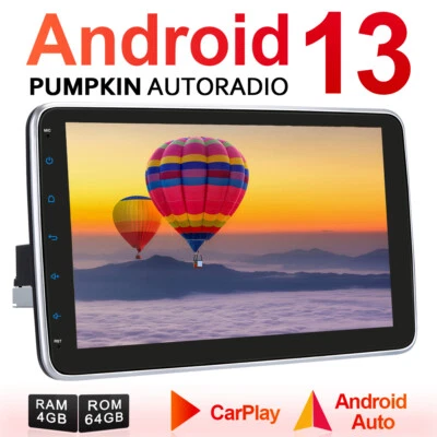 Pumpkin 10.1" Android 13 Autoradio 1 DIN GPS Navi 4GB 64GB Bluetooth DAB Carplay - Bild 1 von 4