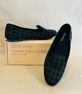 Women's Vivaia Audrey Olive Plaid Round Toe Shoes 7.5 M - Worn 1X - Picture 1 of 5