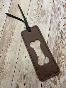 Handmade Dog Bone Bookmark Rustic Leather Brown w/ Brown Tassel Cute Gift - Picture 1 of 3