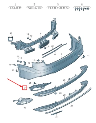 Soporte parachoques trasero derecho AUDI A5 F5 8W6807348A Foto 1 de 4