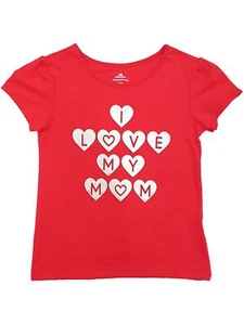 Toddler Girls Red I Love My Mom Valentines Day T-Shirt Short Sleeve Top 3T - Picture 1 of 2