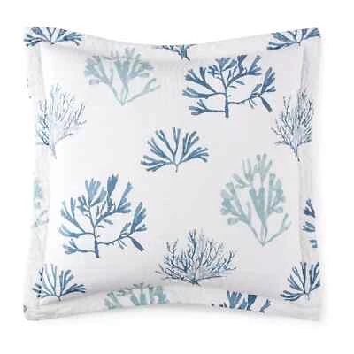 Coastal Life Truro Blue Euro Sham 100% Cotton in White & Blue (ocean beach life) - Image 1 of 3