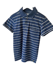Wrangler Men's Blue Gray Striped Polo Shirt Short Sleeve Medium M Golf - Picture 1 of 4