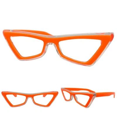 Clásico Elegante Moderno Retro Ojo de Gato Lente Transparente LENTES DE SOL Funky Marco Naranja Foto 1 de 4