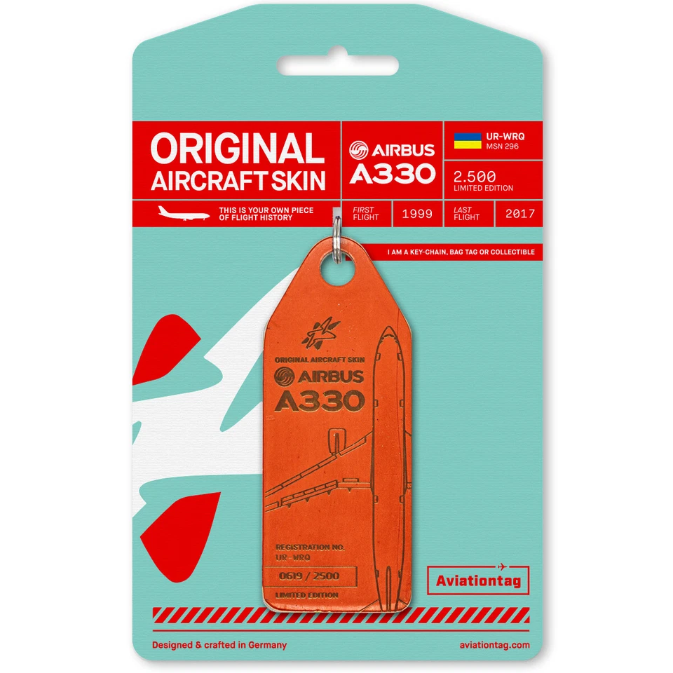 Boyle Limited Edition Aviation Tag Airbus A330 Windrose Red 14.5cm L (12006)